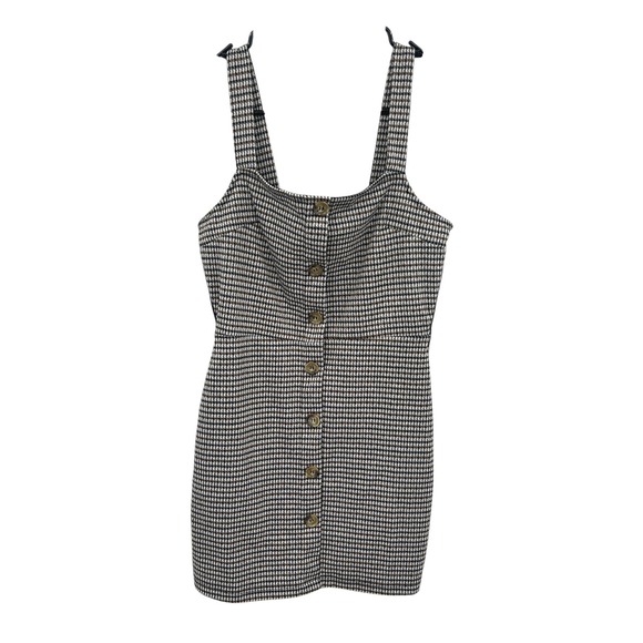 Originality Dresses & Skirts - Y2K Houndstooth Button Front Mini‎ Pinafore Mini Dress XS Preppy Sporty 90s